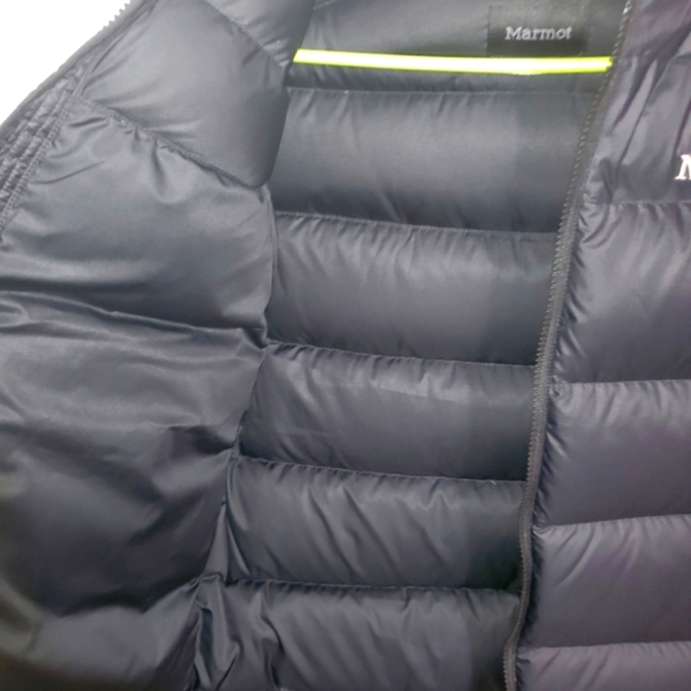 Boys Marmot Down puffer with hood.